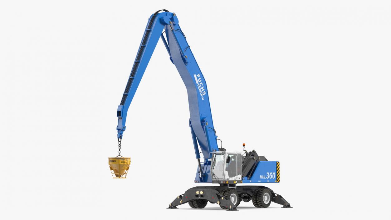 Industrial Crane with Concrete Bucket 3D