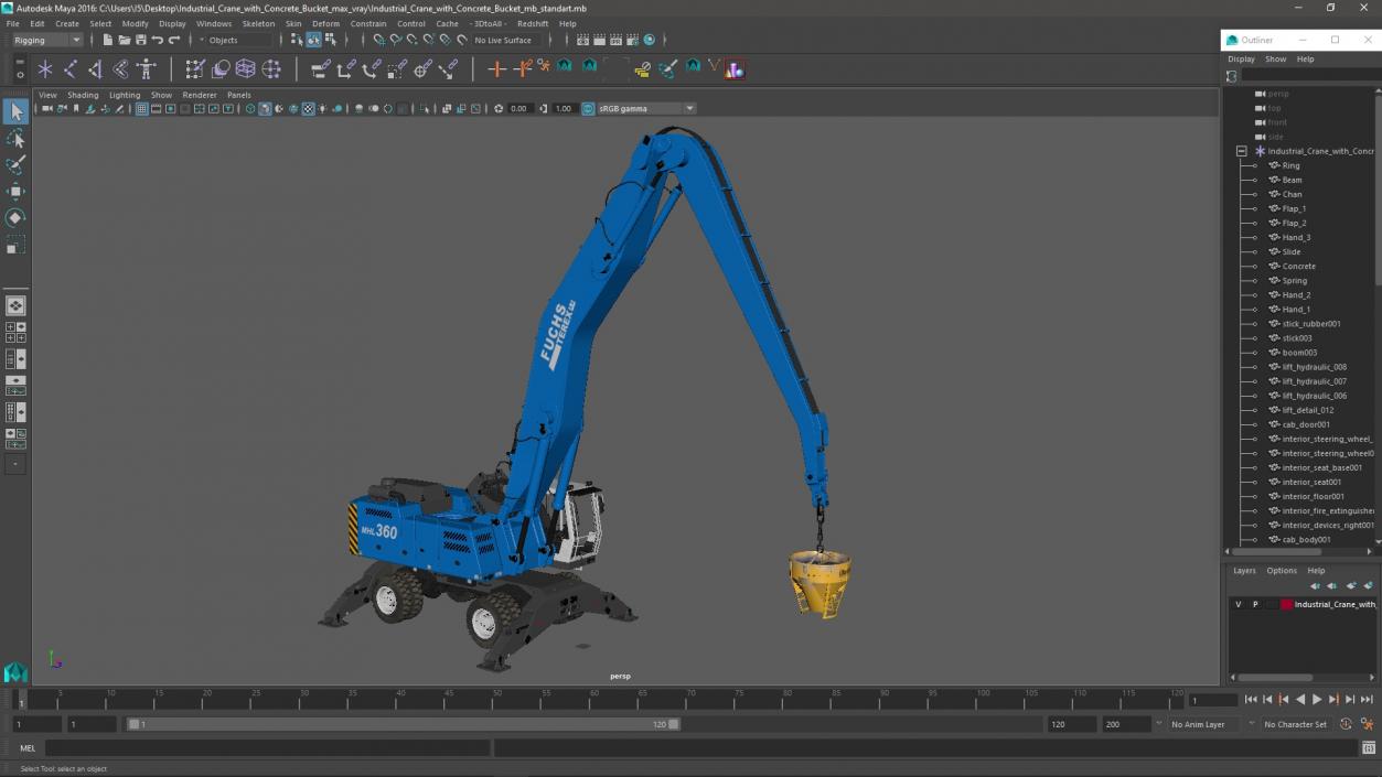 Industrial Crane with Concrete Bucket 3D