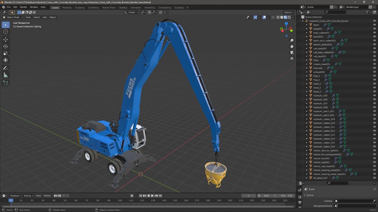 Industrial Crane with Concrete Bucket 3D