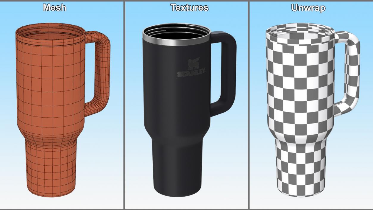 Stanley Insulated Travel Mug Black Open 3D model