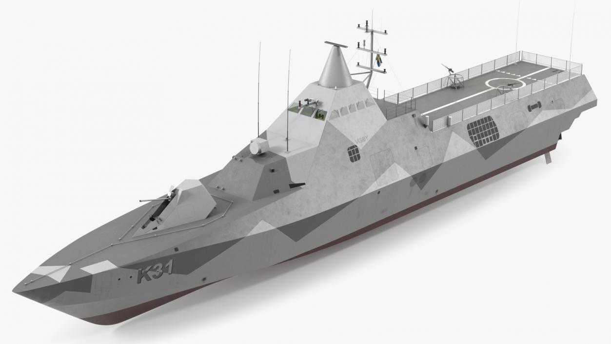 Corvette Visby Class Rigged 3D