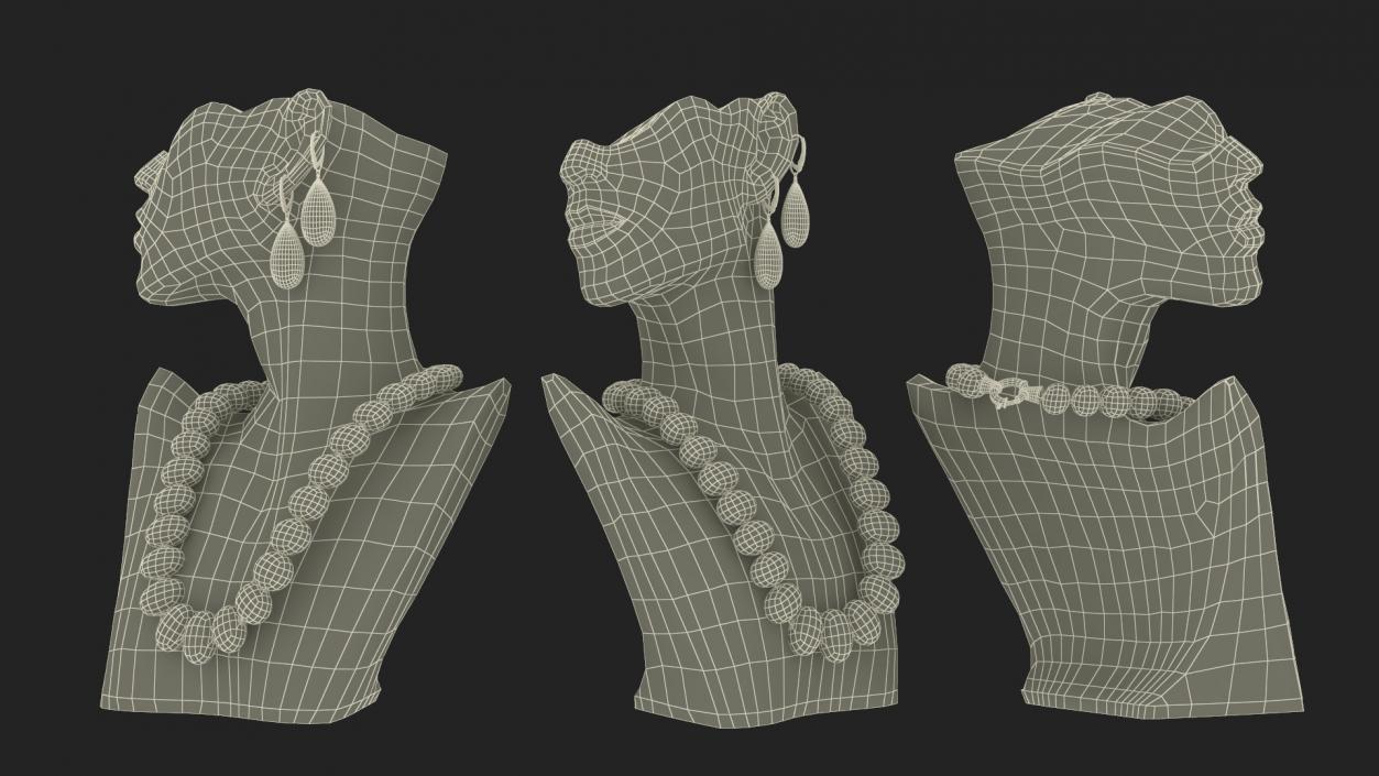 3D model Bust Display with Jewelry