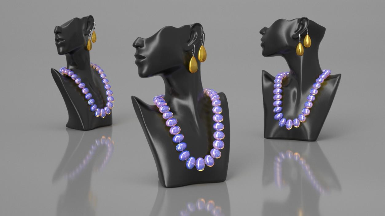 3D model Bust Display with Jewelry