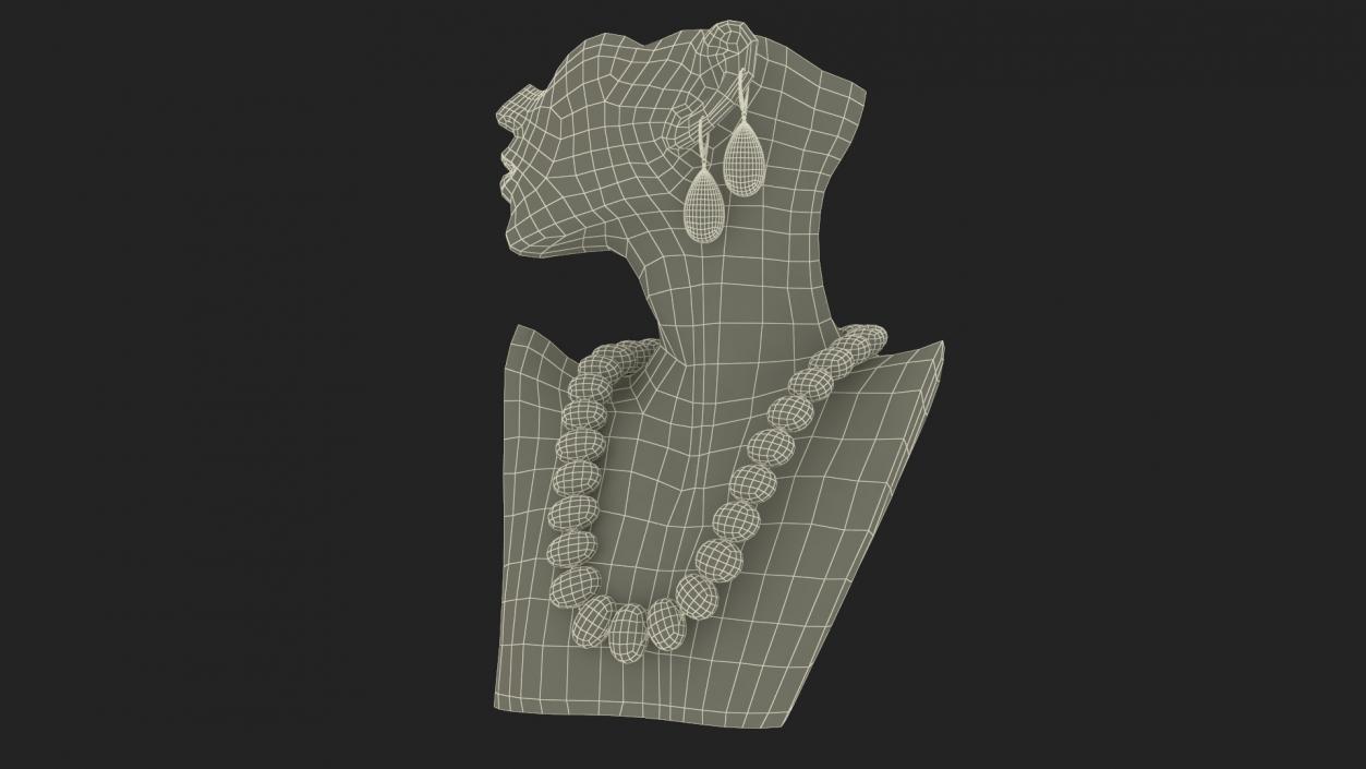 3D model Bust Display with Jewelry