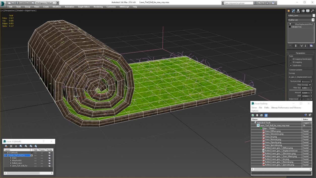 3D Lawn Turf Roll Fur model