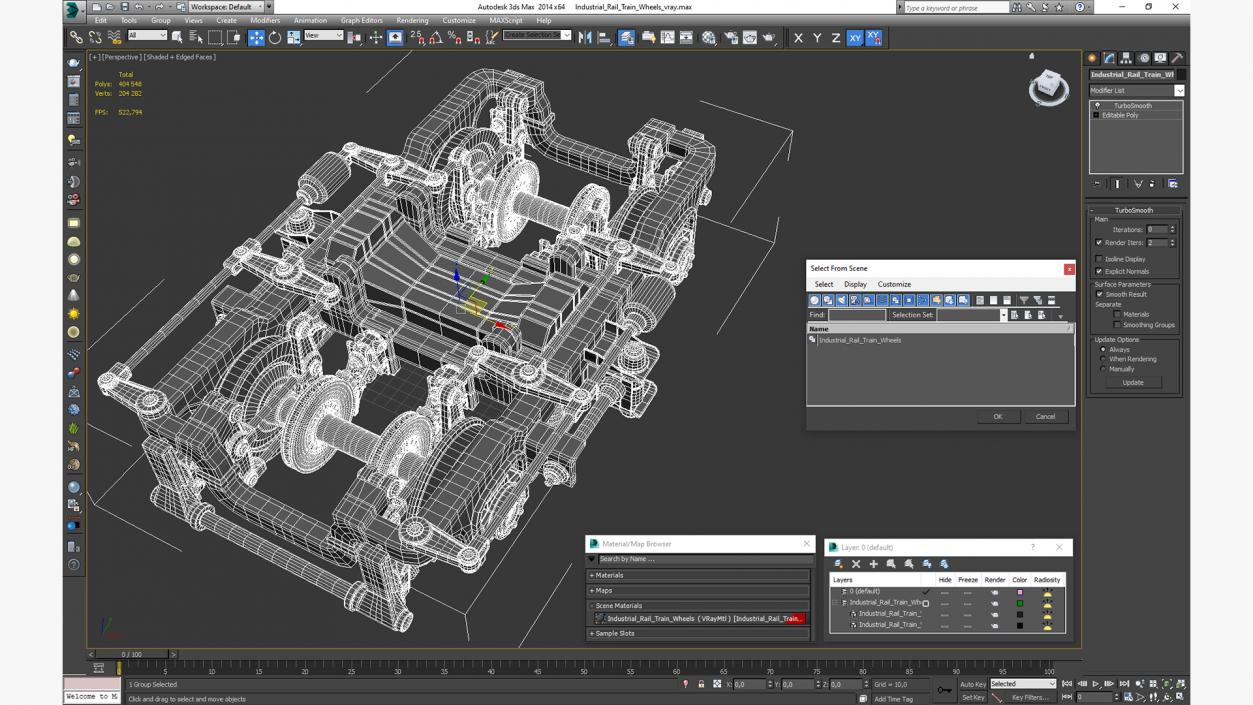 3D Industrial Rail Train Wheels model