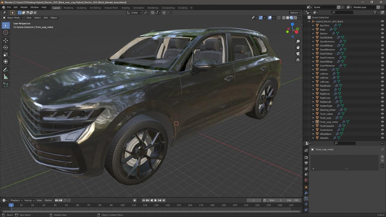 3D model Hybrid Electric SUV Black