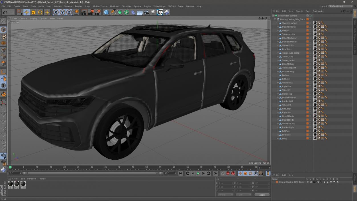 3D model Hybrid Electric SUV Black