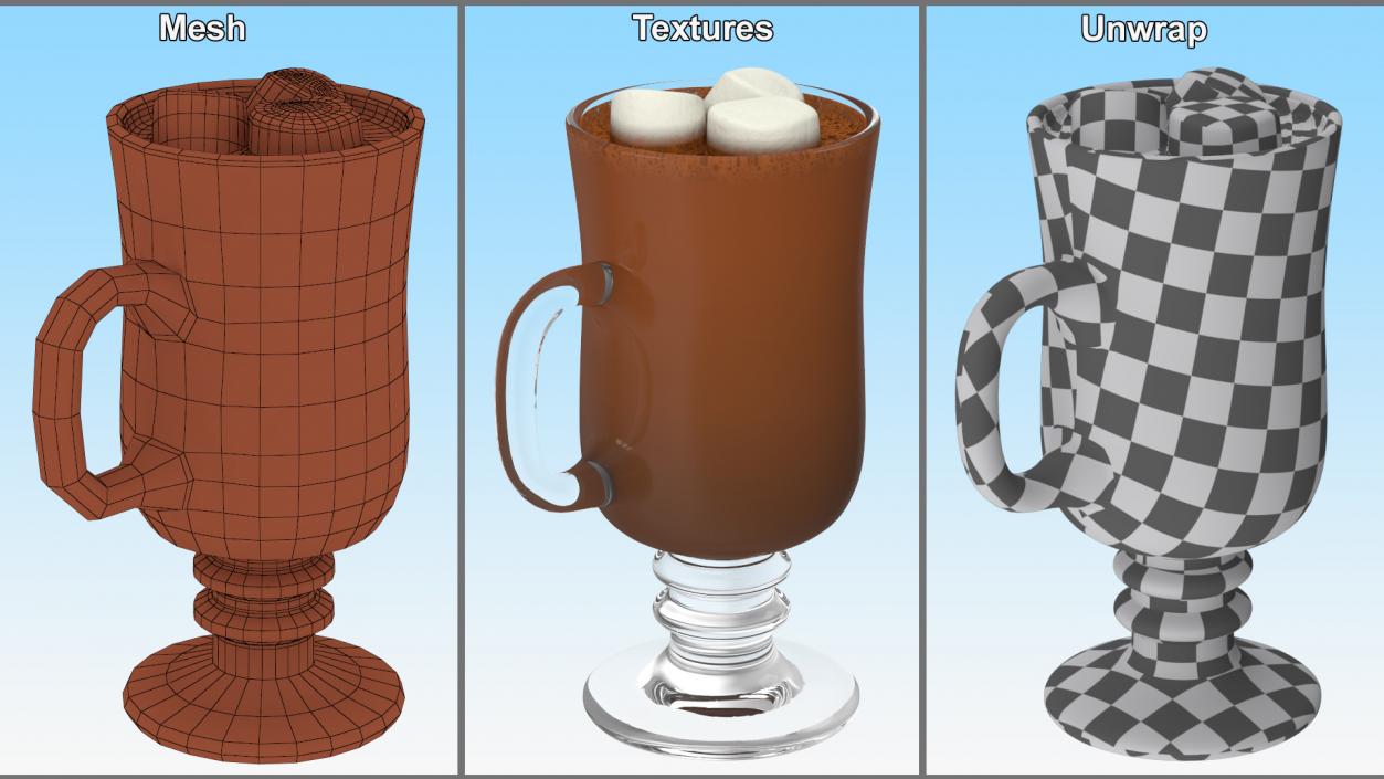 3D model Irish Glass Hot Chocolate with Marshmallows 2