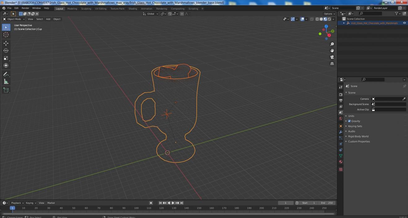 3D model Irish Glass Hot Chocolate with Marshmallows 2