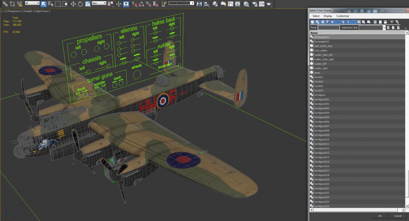 British Heavy Bomber Avro Lancaster WWII Rigged 3D