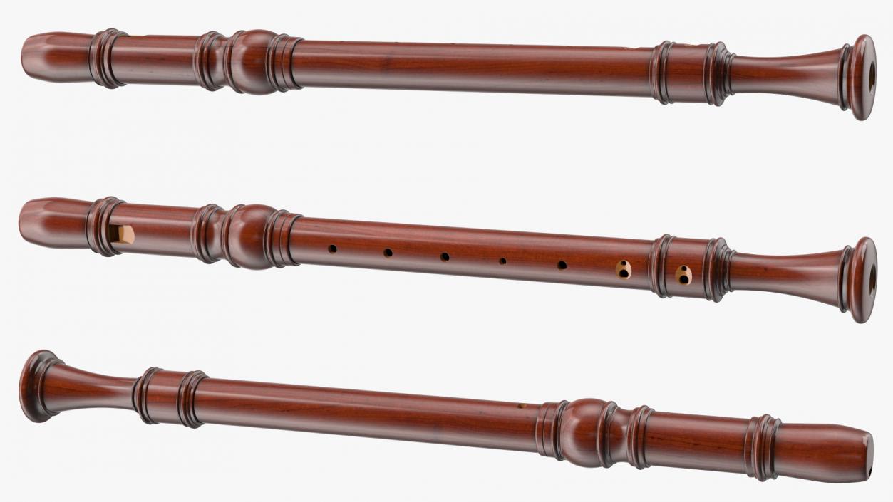 3D Wooden Recorder Flute