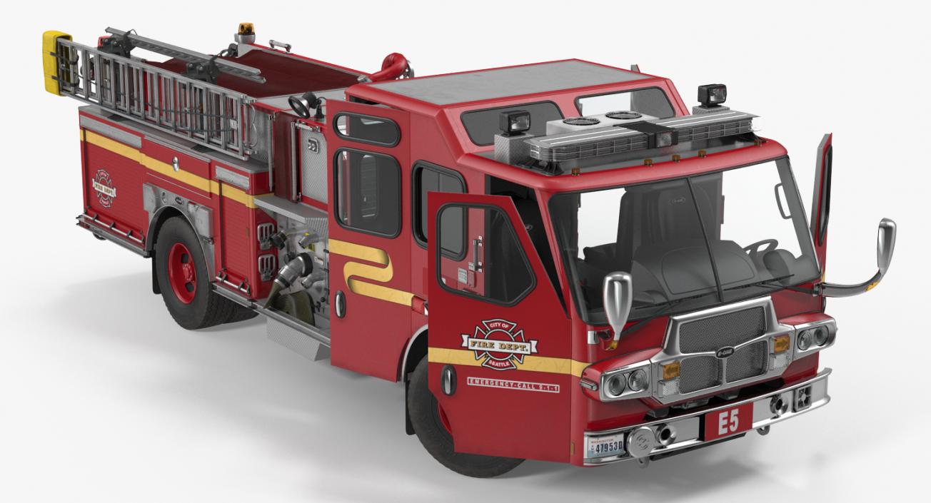 3D Fire Apparatus E-One Quest Seattle Rigged