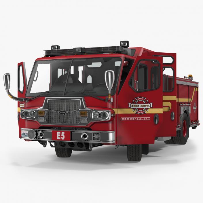 3D Fire Apparatus E-One Quest Seattle Rigged