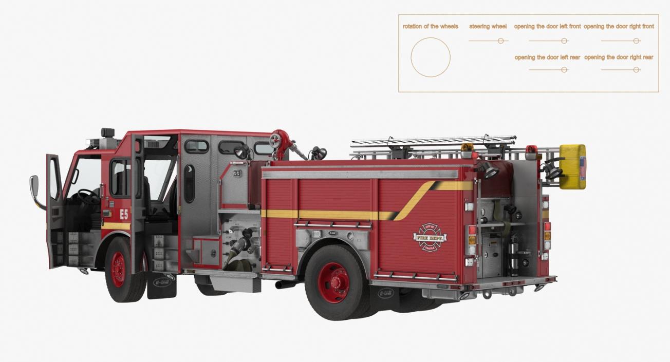 3D Fire Apparatus E-One Quest Seattle Rigged