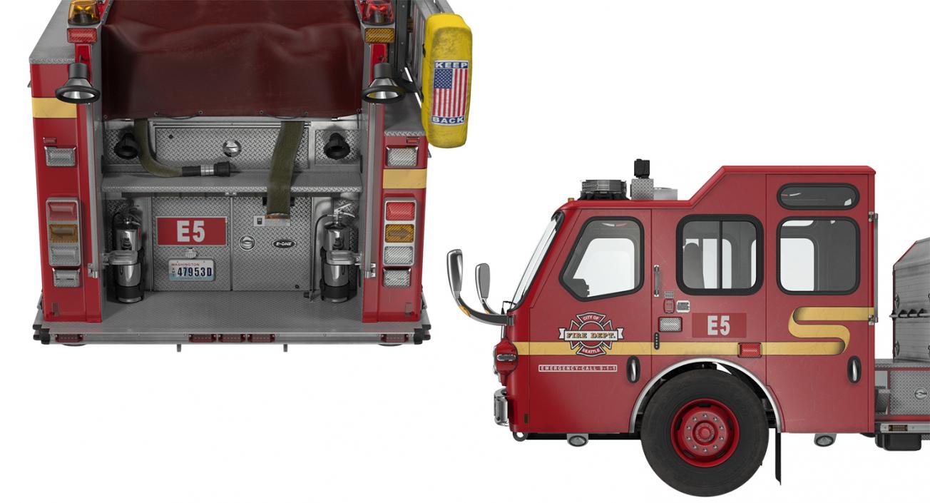 3D Fire Apparatus E-One Quest Seattle Rigged