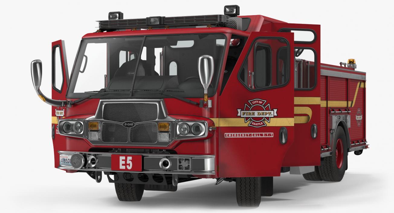 3D Fire Apparatus E-One Quest Seattle Rigged