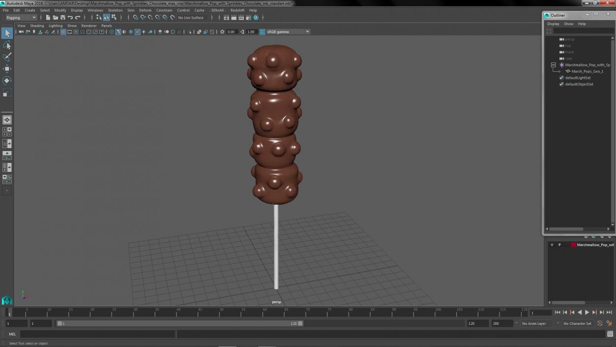 3D model Marshmallow Pop with Sprinkles Chocolate