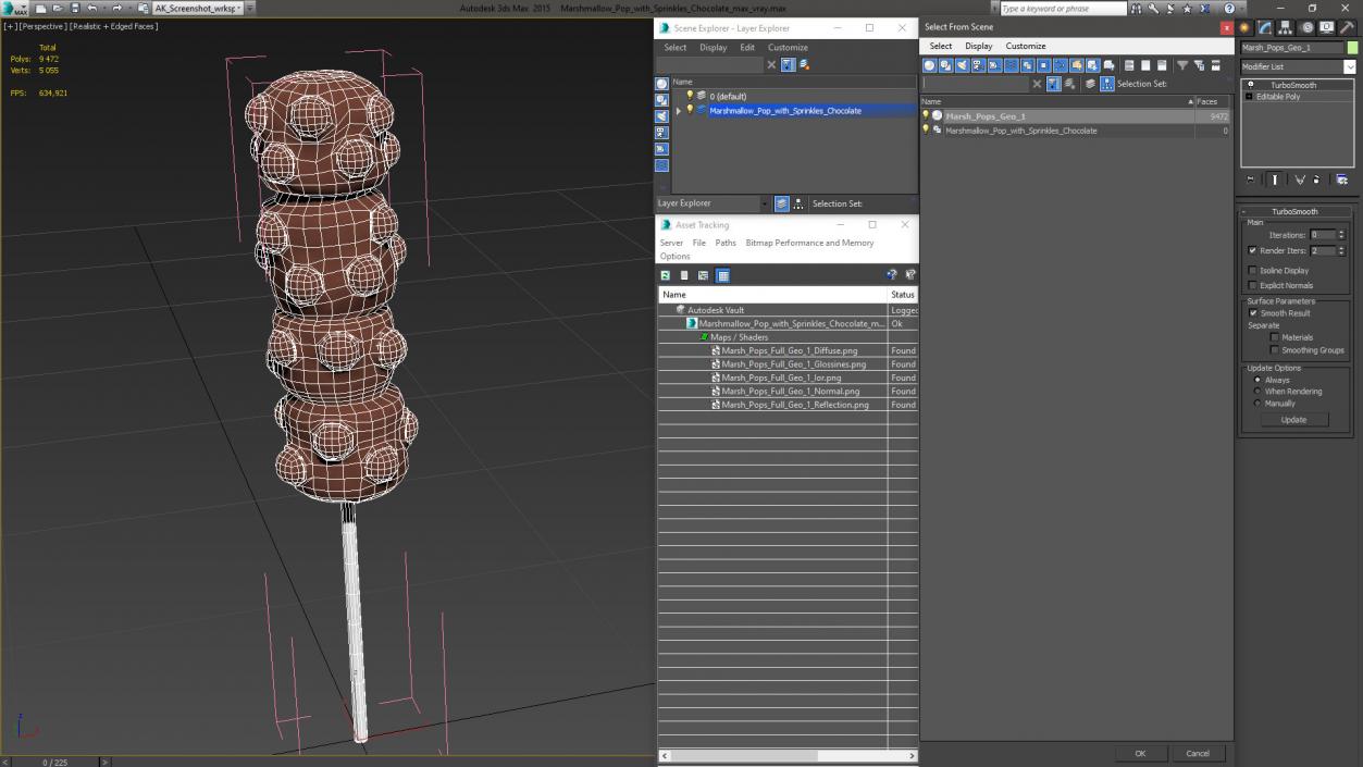 3D model Marshmallow Pop with Sprinkles Chocolate