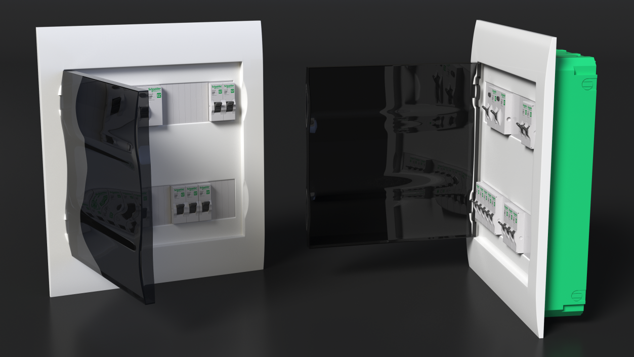 Schneider Electrical Enclosure with Circuit Breakers 3D