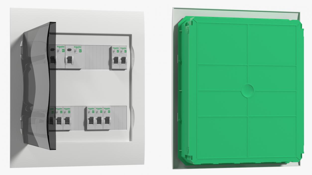 Schneider Electrical Enclosure with Circuit Breakers 3D