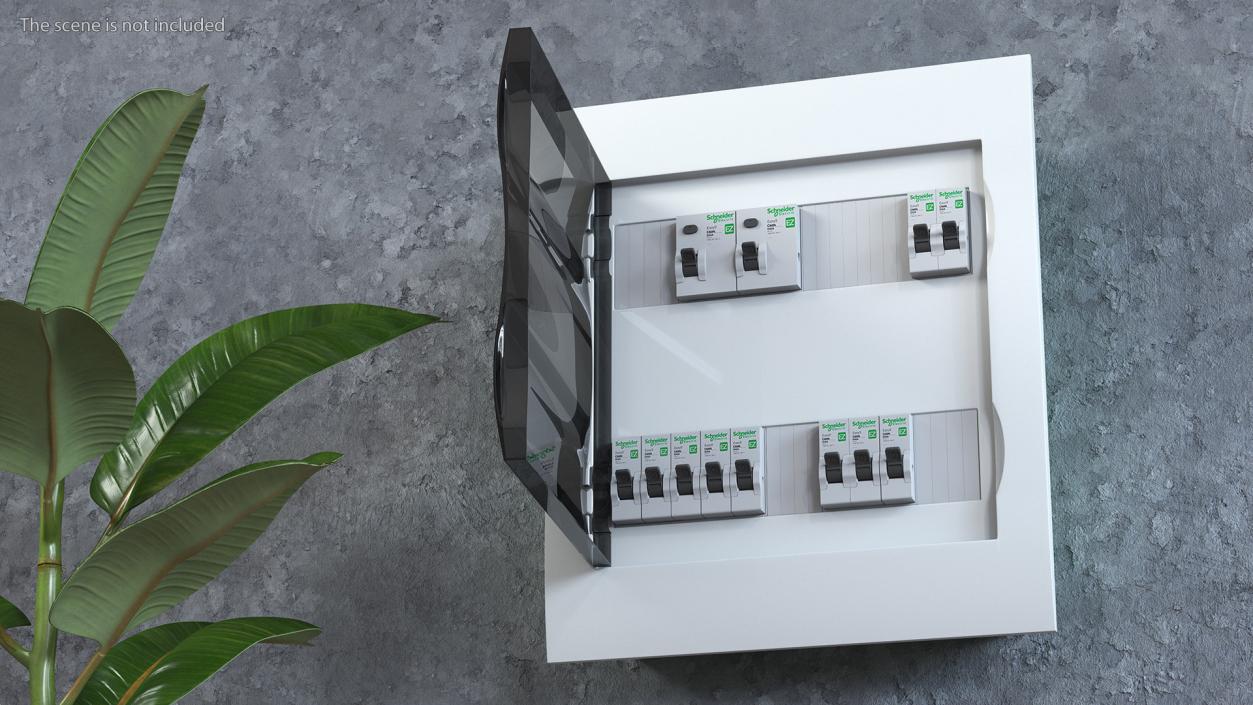 Schneider Electrical Enclosure with Circuit Breakers 3D