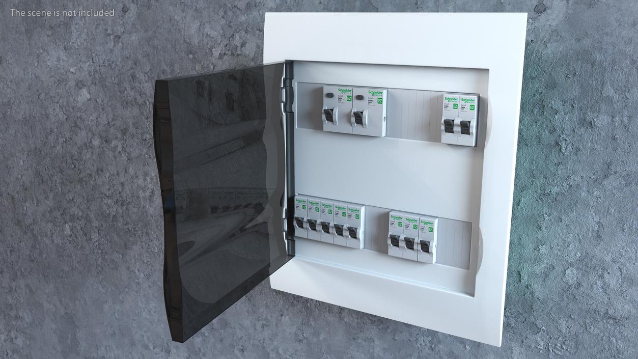 Schneider Electrical Enclosure with Circuit Breakers 3D