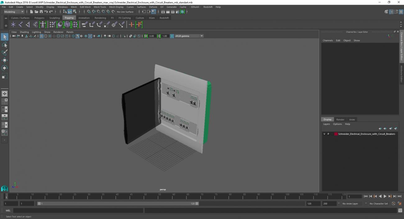 Schneider Electrical Enclosure with Circuit Breakers 3D