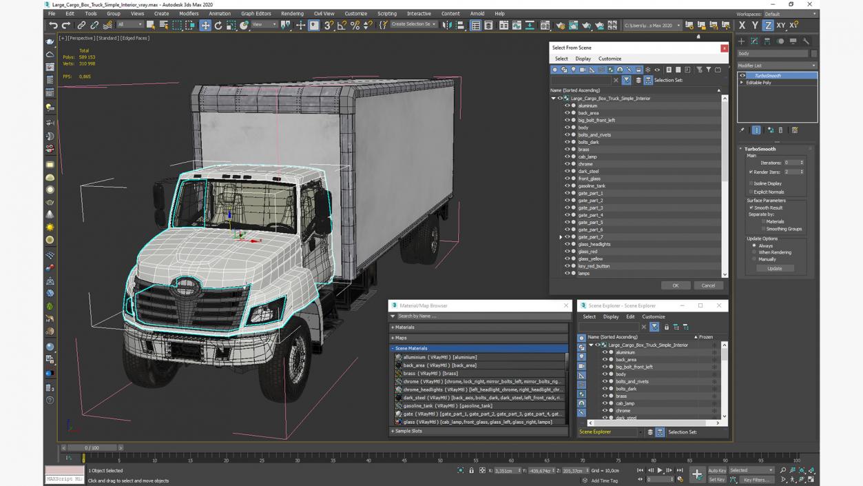 Large Cargo Box Truck Simple Interior 3D