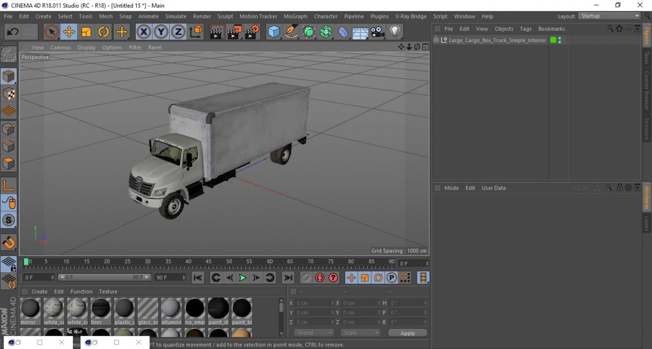 Large Cargo Box Truck Simple Interior 3D