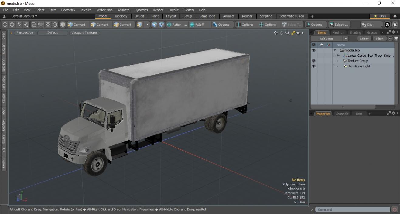 Large Cargo Box Truck Simple Interior 3D