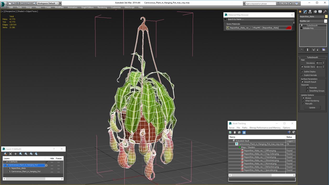 Carnivorous Plant in Hanging Pot 3D