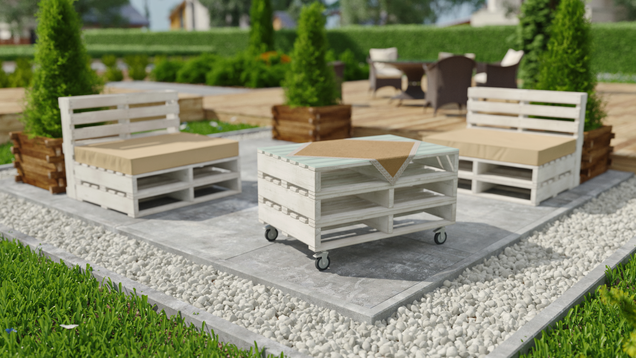 3D model Pallet Coffee Table White