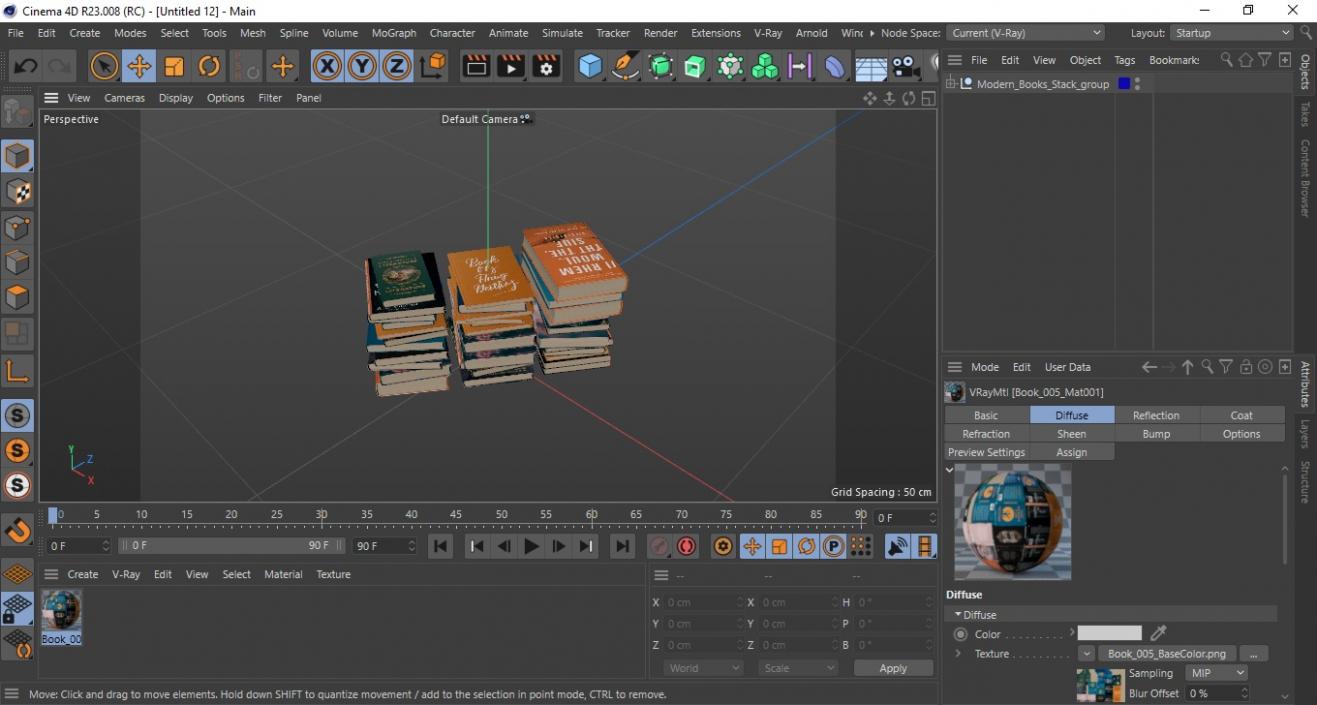 3D Modern Books Stack model