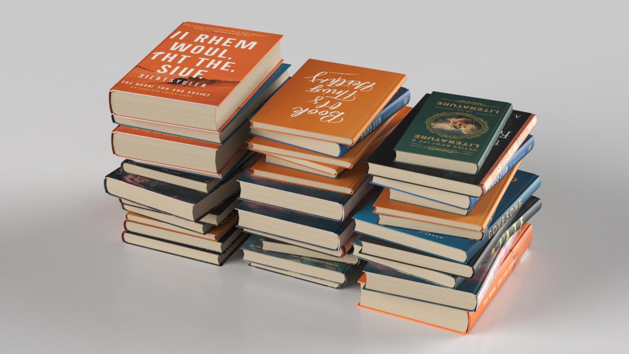 3D Modern Books Stack model