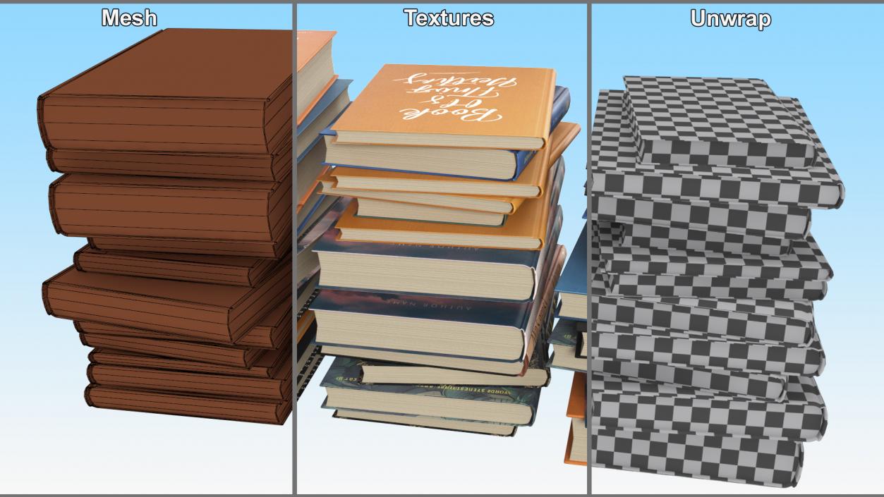 3D Modern Books Stack model