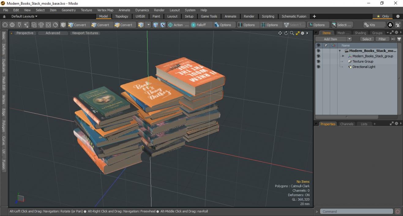 3D Modern Books Stack model