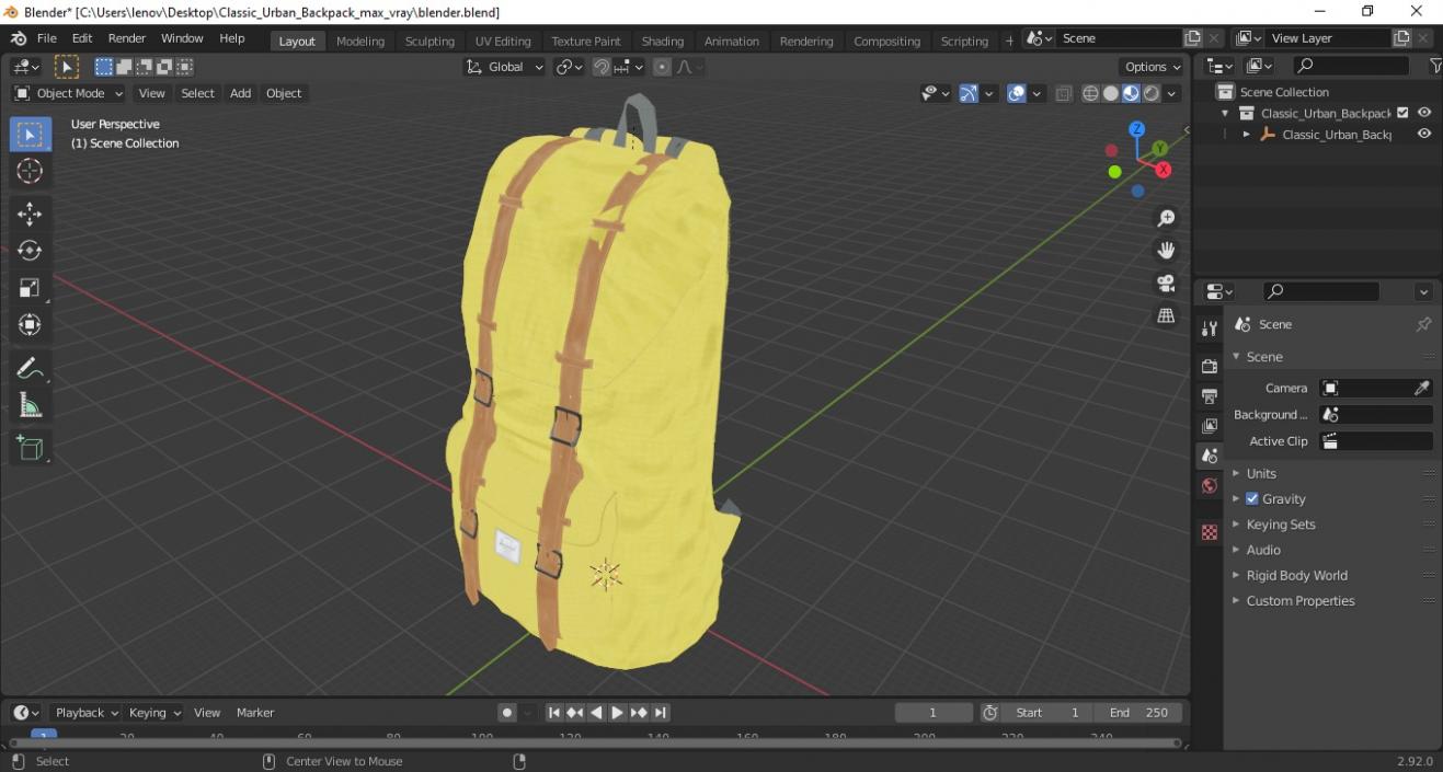 Classic Urban Backpack 3D