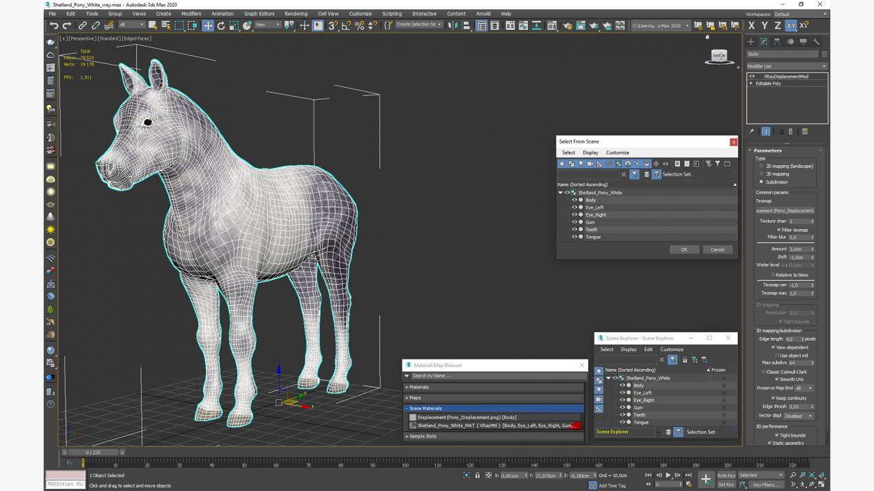 3D Shetland Pony White 2