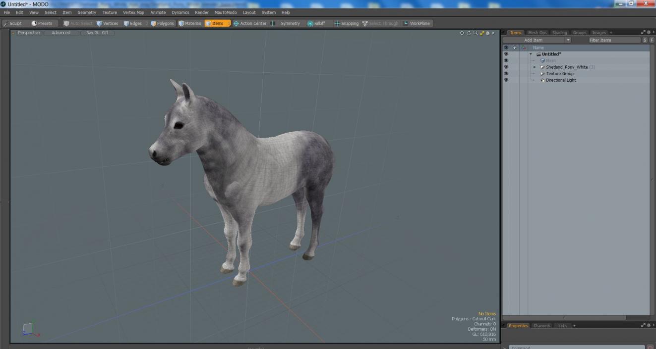 3D Shetland Pony White 2