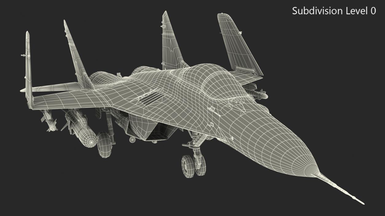 3D model MiG 29K Fulcrum D Indian Navy with Armament Rigged