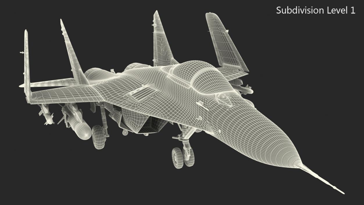 3D model MiG 29K Fulcrum D Indian Navy with Armament Rigged