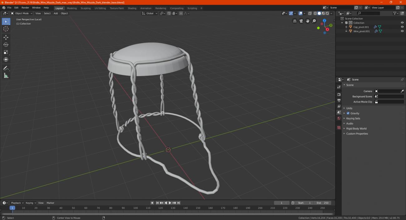 3D Bridle Wire Muzzle Dark model