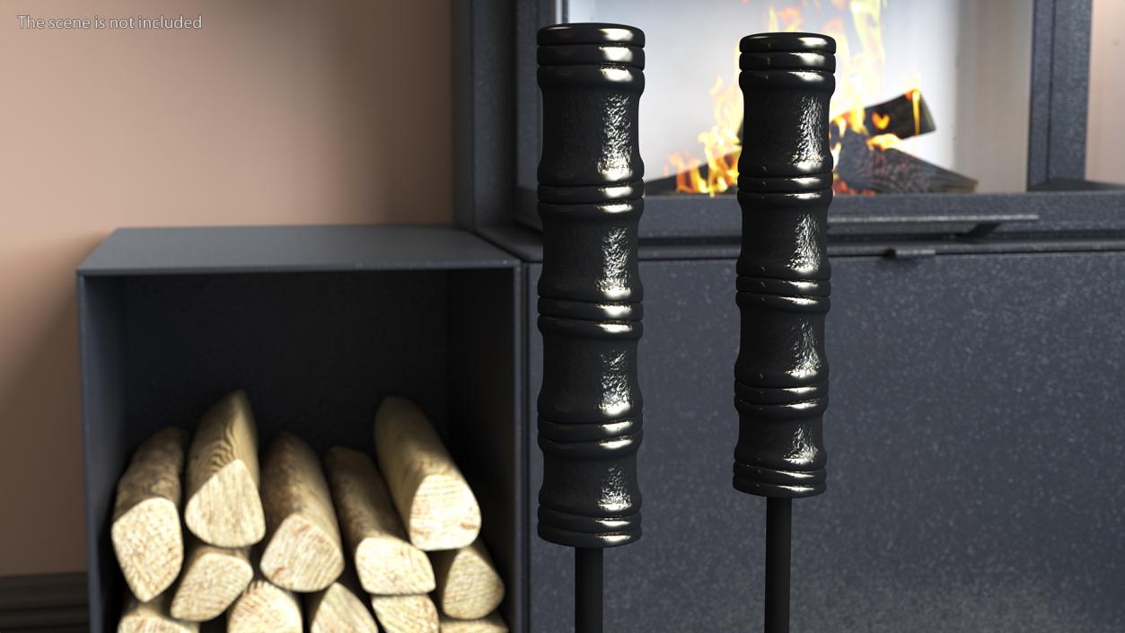 3D Fireplace Logs with Tong Tool  Collection