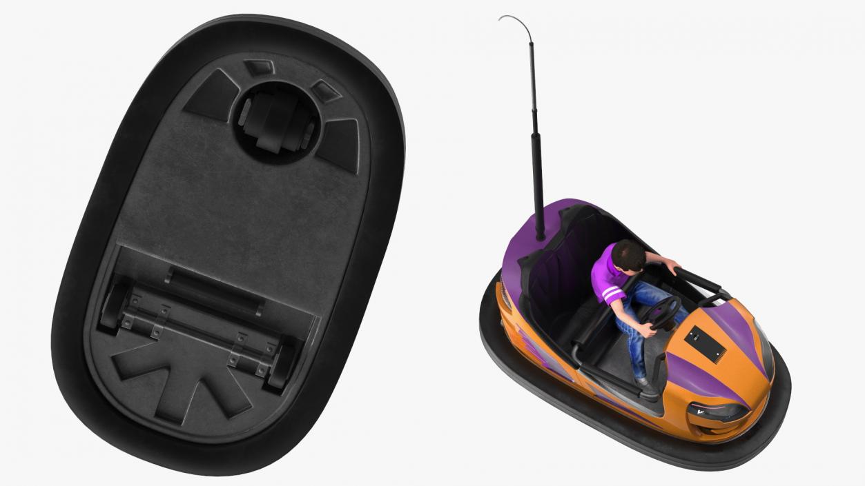 3D Bumper Car with Boy Rigged