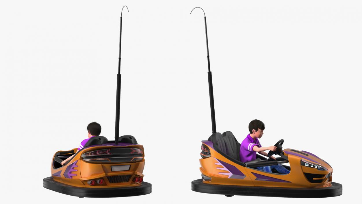 3D Bumper Car with Boy Rigged