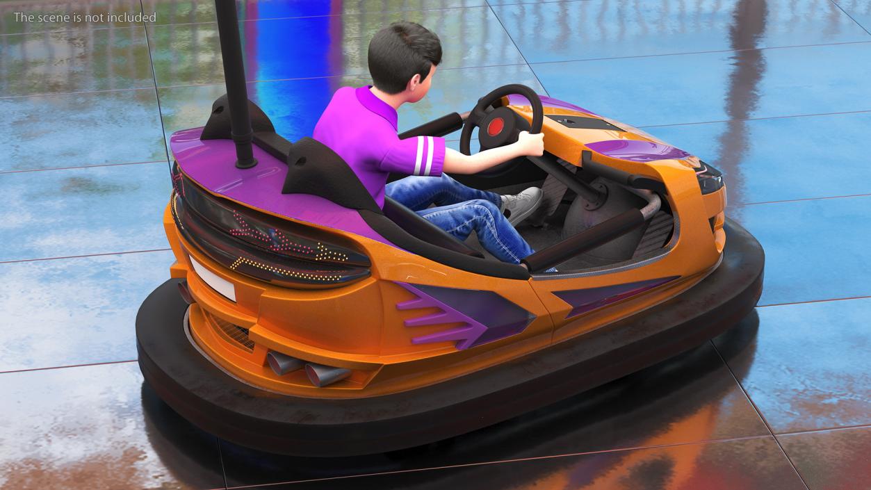 3D Bumper Car with Boy Rigged