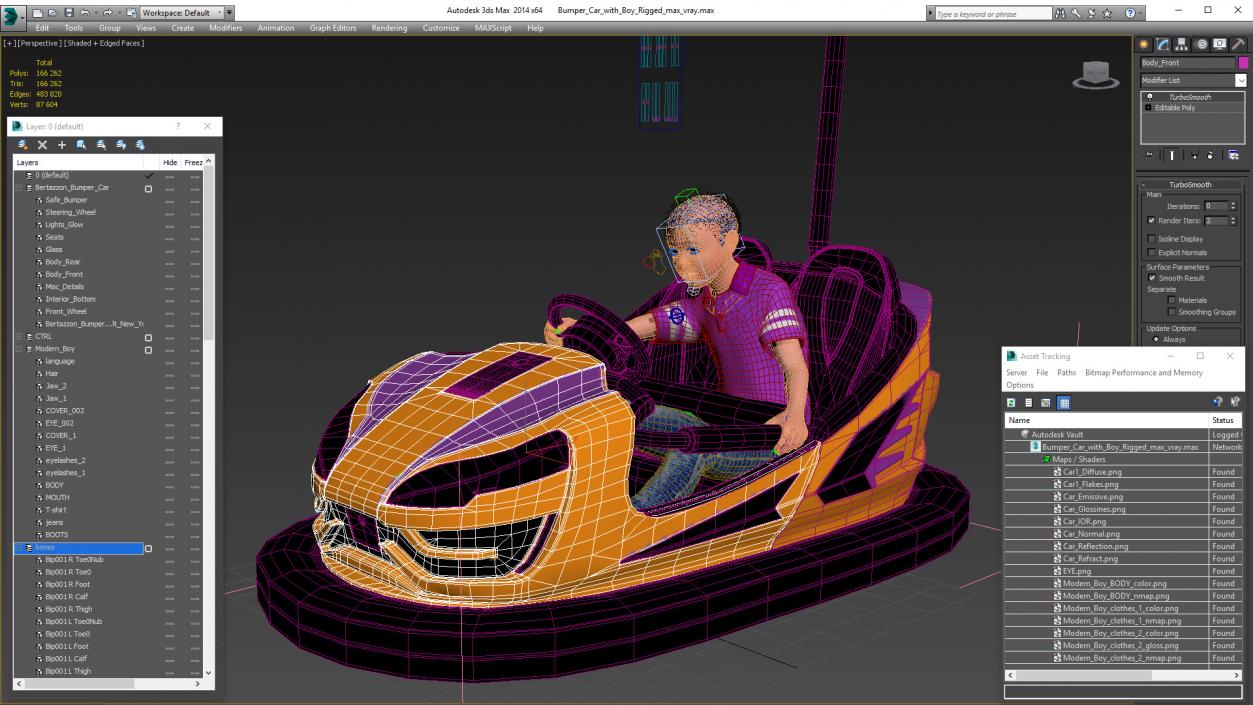 3D Bumper Car with Boy Rigged