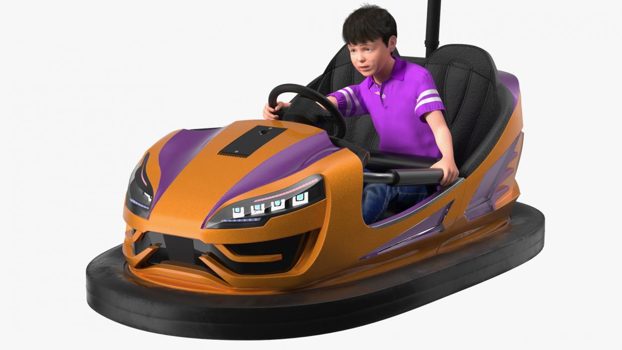 3D Bumper Car with Boy Rigged