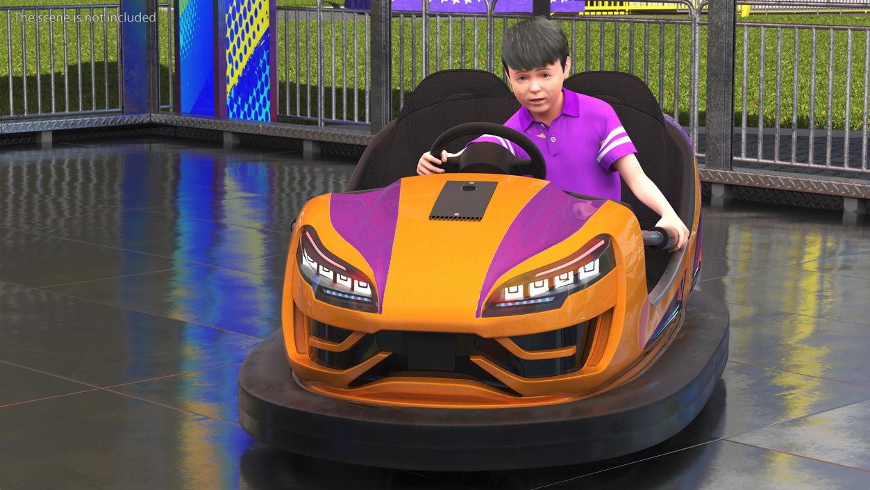 3D Bumper Car with Boy Rigged